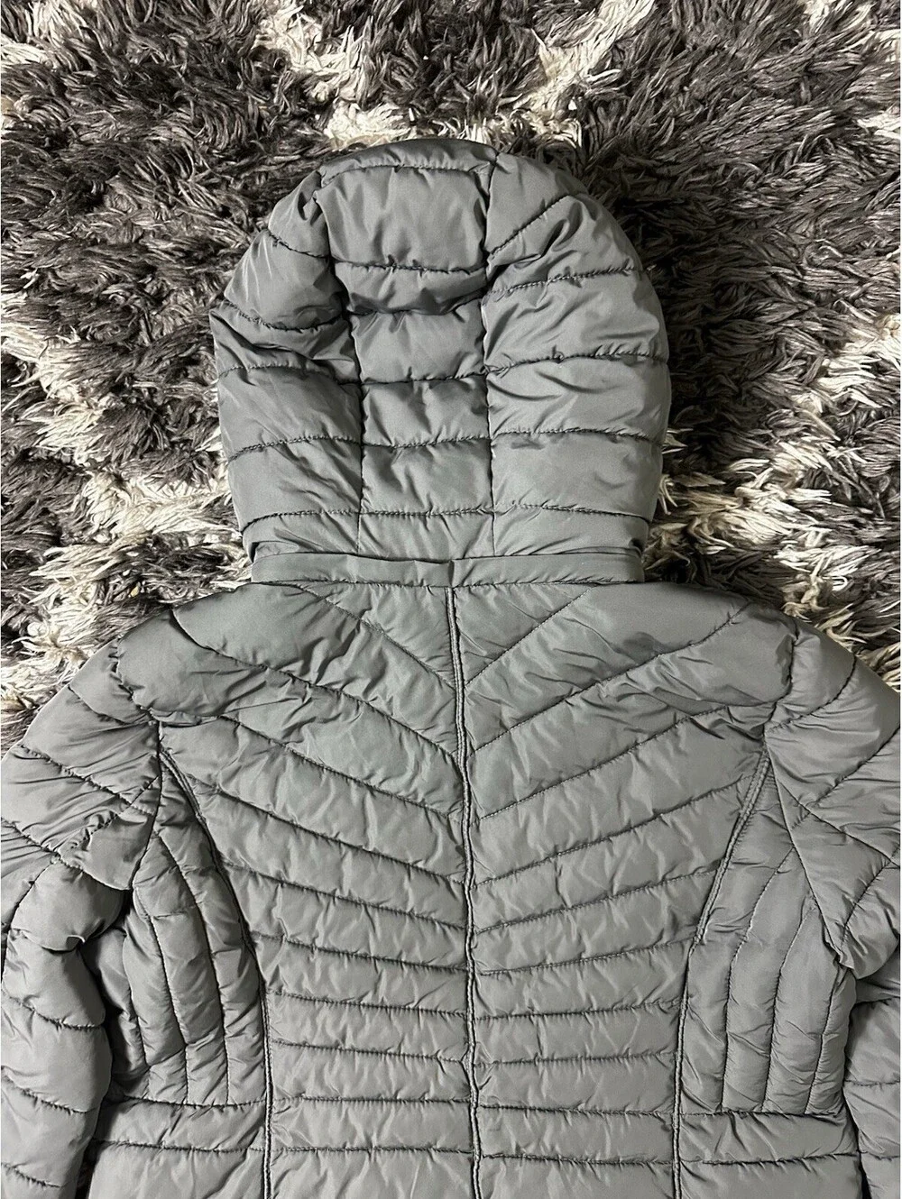 Michael Kors Womens Large Puffer Jacket Hooded Zip Ultra Light Weight Parka Coat